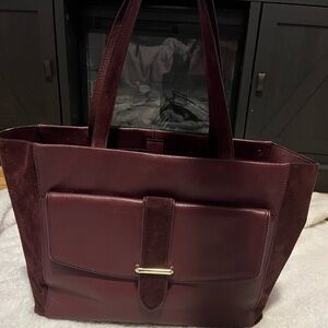 Kate Spade Wine Roselyn – Hunts Place leather and Suede tote, circa 2003–2005